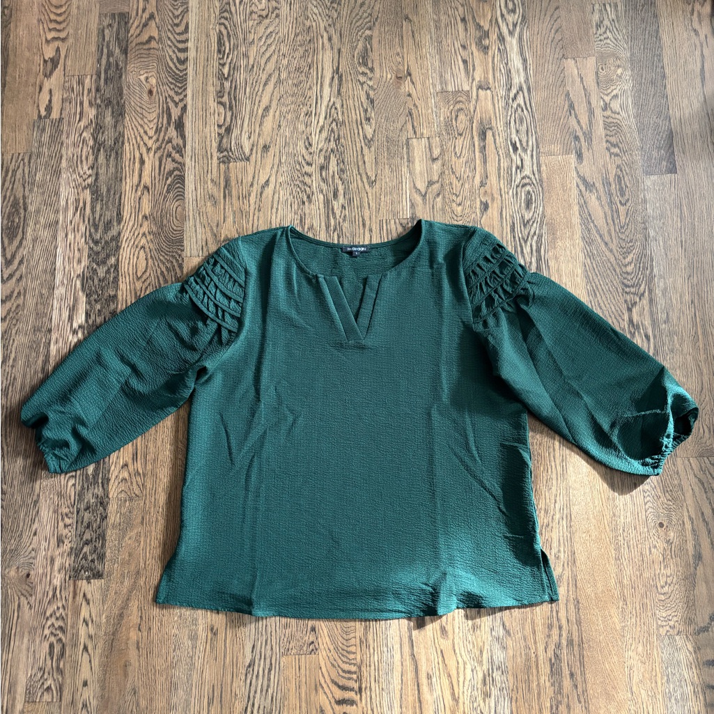 Papermoon Austin Cinched Sleeve Top Green Papermoon Austin Cinched Sleeve Top Green